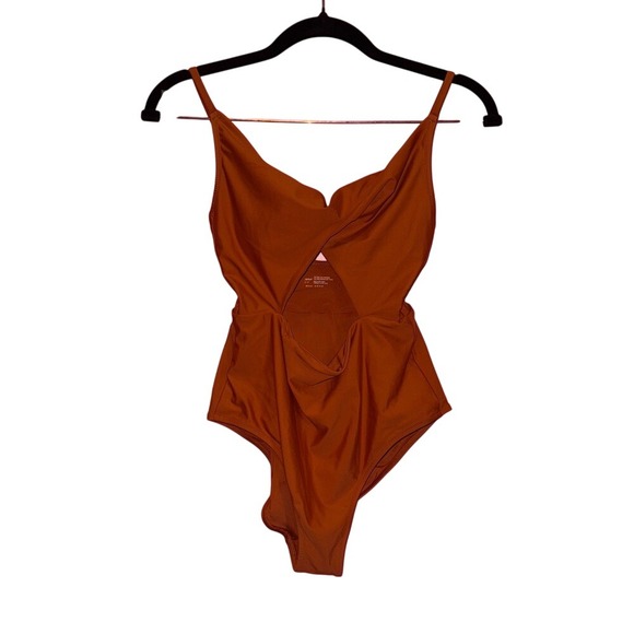 aerie Other - Aerie Real Good Cutout Twist Front One Piece Swimsuit Rust Orange Small Full